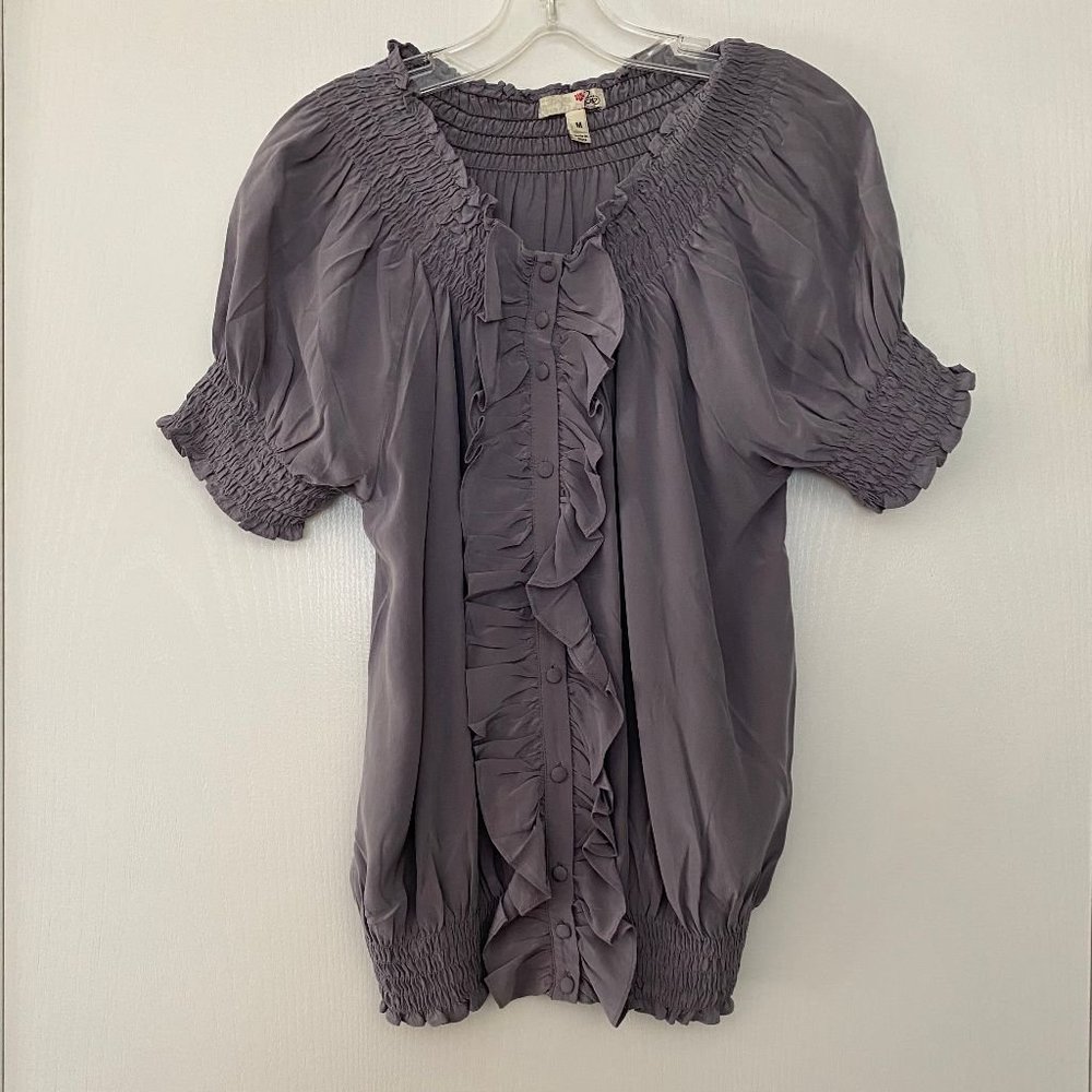 joie silk short sleeve ruffle blouse